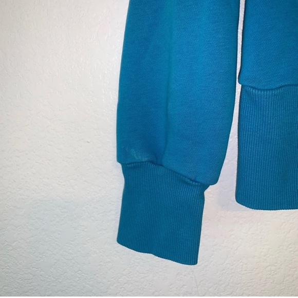 ADIDAS HOODIE SWEATSHIRT BLUE PINK LOGO KIDS LONG SLEEVE POUCH POCKET - Picture 4 of 6